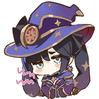 😖 Mona Genshin Impact Um Anime, Chica, Linda, Videojuego, Mago, Maga telegram sticker