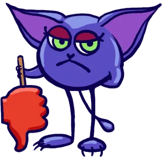 👎 gato, desgosto, polegar para baixo, negativo, desenho animado, animal telegram sticker