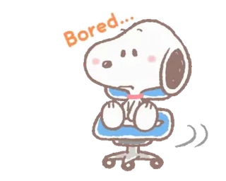 🪑 Snoopy Bored... 狗, 卡通, 无聊, 花生 whatsapp sticker
