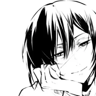 ☺️ Anime, Manga, Charakter, Porträt, Schwarzweiß telegram sticker