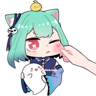 😉 Nekotsu Anime, Chibi, Fofo, Desenho animado, Kawaii telegram sticker