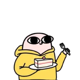 🙂 漫画, ケーキ, デザート, 食べ物, 面白い, キャラクター telegram sticker