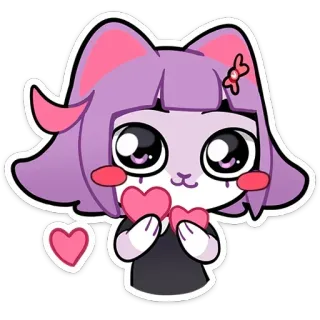 😍 Hoạt hình, Dễ thương, Kawaii, Trái tim, Mèo cái, Anime, Hình dán whatsapp sticker