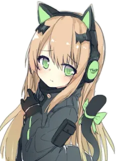 😍 TMP anime, cat ears, headphones, cute, girl, character whatsapp sticker