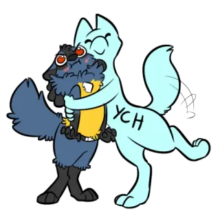 😤 YCH animales, abrazo, lindo, cariño, dibujos animados, arte digital telegram sticker