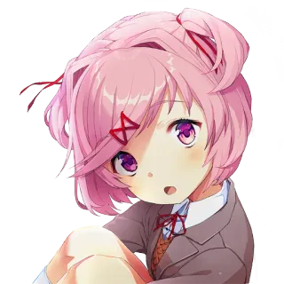 😀 Natsuki Doki Doki Literature Club! Anime, Mädchen, Süß, Pinke Haare, Manga, Aufregung telegram sticker