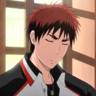 🥢 Taiga Kagami Kuroko's Basketball Anime, Pallacanestro, Serio, Capelli rossi, Atleta telegram sticker