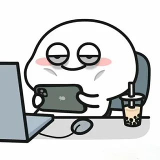 🍔 Cartoon, Boba, Getränk, Handy, Müde, Meme telegram sticker