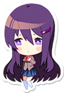 🐱 Yuri Doki Doki Literature Club! Anime, niedlich, Chibi, Spiel, lila Haare telegram sticker
