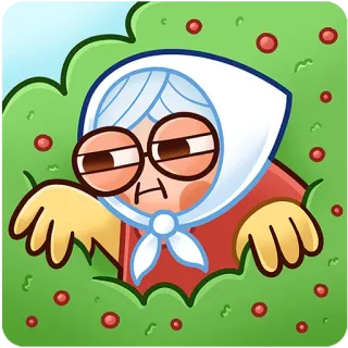 👀 nonna, anziana, cespuglio, ciliegie, cartone animato, nonna, personaggio whatsapp sticker