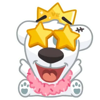 🤩 bear, sticker, cartoon, animal, crown, star, glasses, VK telegram sticker