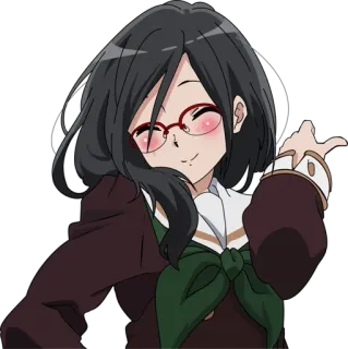 💪 Anime, Mädchen, Brille, Schuluniform telegram sticker