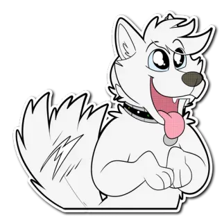 🐶 hond, cartoon, vrolijk, wit, harig, dier telegram sticker