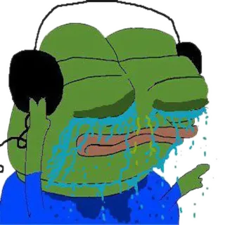 📀 Pepe the Frog pepe, frog, meme, crying, headphones, sad telegram sticker