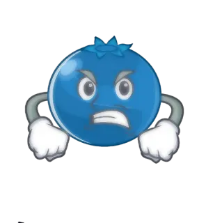 🥺 myrtille, dessin animé, en colère, fruit, personnage, mascotte whatsapp sticker