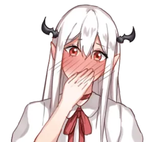 😱 anime, girl, demon, cute, blush, nervous, shy telegram sticker