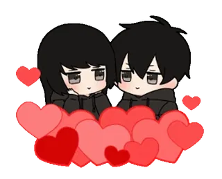😘 amor, corazones, pareja, romance, dibujos animados, chibi, lindo telegram sticker