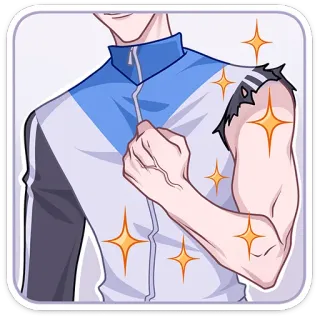💪 anime, character, scar, sparkles, arm telegram sticker