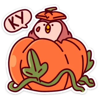 🎃 KY eule, kürbis, halloween, niedlich, tier, herbst whatsapp sticker