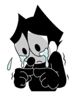 😢 Dibujo animado, Llorando, Triste, Lágrimas, Blanco y negro, Emoción, Personaje whatsapp sticker