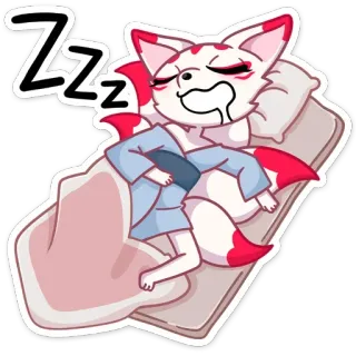 😴 ZZZ นอน, กำลังนอน, การ์ตูน, สุนัขจิ้งจอก, ฝัน, zzz telegram sticker