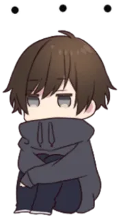 😐 triste, anime, garçon, chibi, seul, mignon, dessin animé telegram sticker