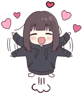 😚 anime, dibujos animados, corazones, lindo, feliz, chica, chibi telegram sticker