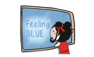 😓 Feeling BLUE sentimiento, azul, triste, chica, dibujos animados telegram sticker