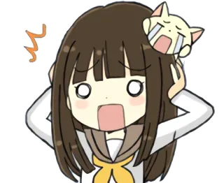 😱 อนิเมะ, ผู้หญิง, แมว, ร้องไห้, เศร้า, การ์ตูน telegram sticker