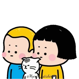 👧 @Mycatsticker Dessin animé, Chat, Couple, Mignon telegram sticker