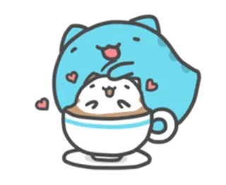 ☺️ 고양이, 컵, 사랑, 귀여운, 하트, 카와이, 만화 telegram sticker
