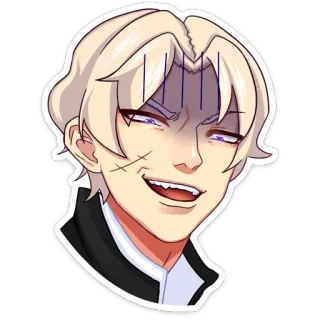 😈 Anime, Manga, Personaje, Retrato, Sonrisa burlona, Expresión facial telegram sticker