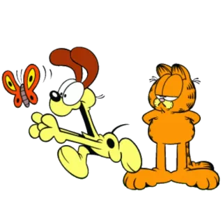 🐞 Garfield garfield, cartoon, cat, odile, butterfly whatsapp sticker
