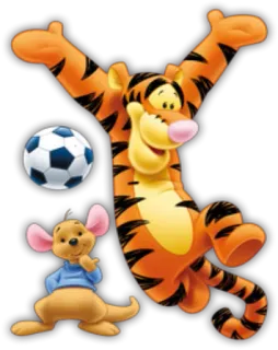 ⚽️ Tigger Winnie the Pooh tigre, roo, futebol, ursinho pooh, desenho animado, animais telegram sticker