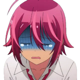 😉 Anime, Sticker, Tóc hồng, Lo lắng, Bối rối, Phim hoạt hình telegram sticker