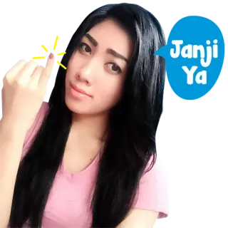 🤒 Janji Ya Frau, Porträt, Versprechen, Asiatisch, Vereinbarung telegram sticker