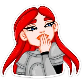 🙊 mulher, cabelo ruivo, armadura, garota, cavaleiro, personagem whatsapp sticker