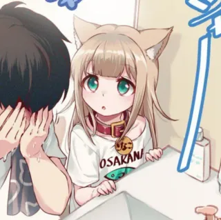 🍯 なこOSAKANI Anime, Ragazza gatto, Bagno, Lavandino, Carino, Osakani whatsapp sticker