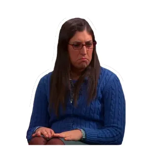 😕 Mayim Bialik The Big Bang Theory sad, upset, disappointed, glasses, woman telegram sticker