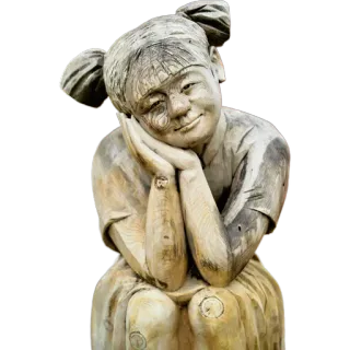 👧 sculpture, wood carving, girl, pigtails, child, art telegram sticker