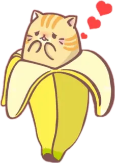 ☺️ 고양이, 바나나, 귀여운, 하트, 동물 telegram sticker