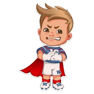 👊 16 super-herói, menino, capa, desenho animado, número 16, zangado, luvas, criança telegram sticker