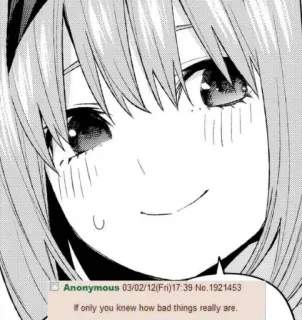 🙂 Anonymous 03/02/12(Fri)17:39 No.1921453
If only you knew how bad things really are. Anime, Manga, Kartun, Sedih, Merenung, Melankolis, Emosional whatsapp sticker