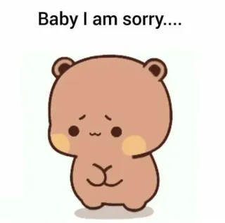 😕 Baby I am sorry.... sorry, bear, cartoon, apology, cute whatsapp sticker