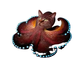 😧 cat, octopus, hybrid, animal, sea creature, funny, meme telegram sticker