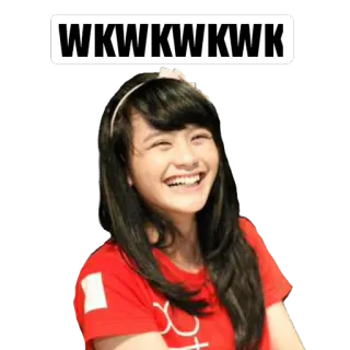 😂 WKWKWKWK tertawa, gadis, senyum, ekspresi, bahagia whatsapp sticker