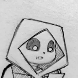 😲 cartoon, hood, drawing, sketch, monochrome telegram sticker