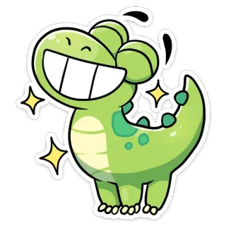 😁 dinosaur, cartoon, animal, cute, happy, sparkles whatsapp sticker