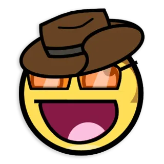 🤠 Smiley, Emoji, Chapeau, Lunettes de soleil, Dessin animé, Sticker whatsapp sticker