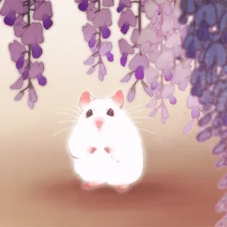 🐹 hamster, cute, animal, wisteria, flowers, pet, rodent telegram sticker